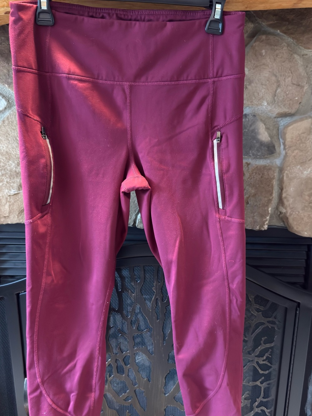 Women's Maroon Active Stretch Pants with Extra Warm Lining - Picture 6 of 6